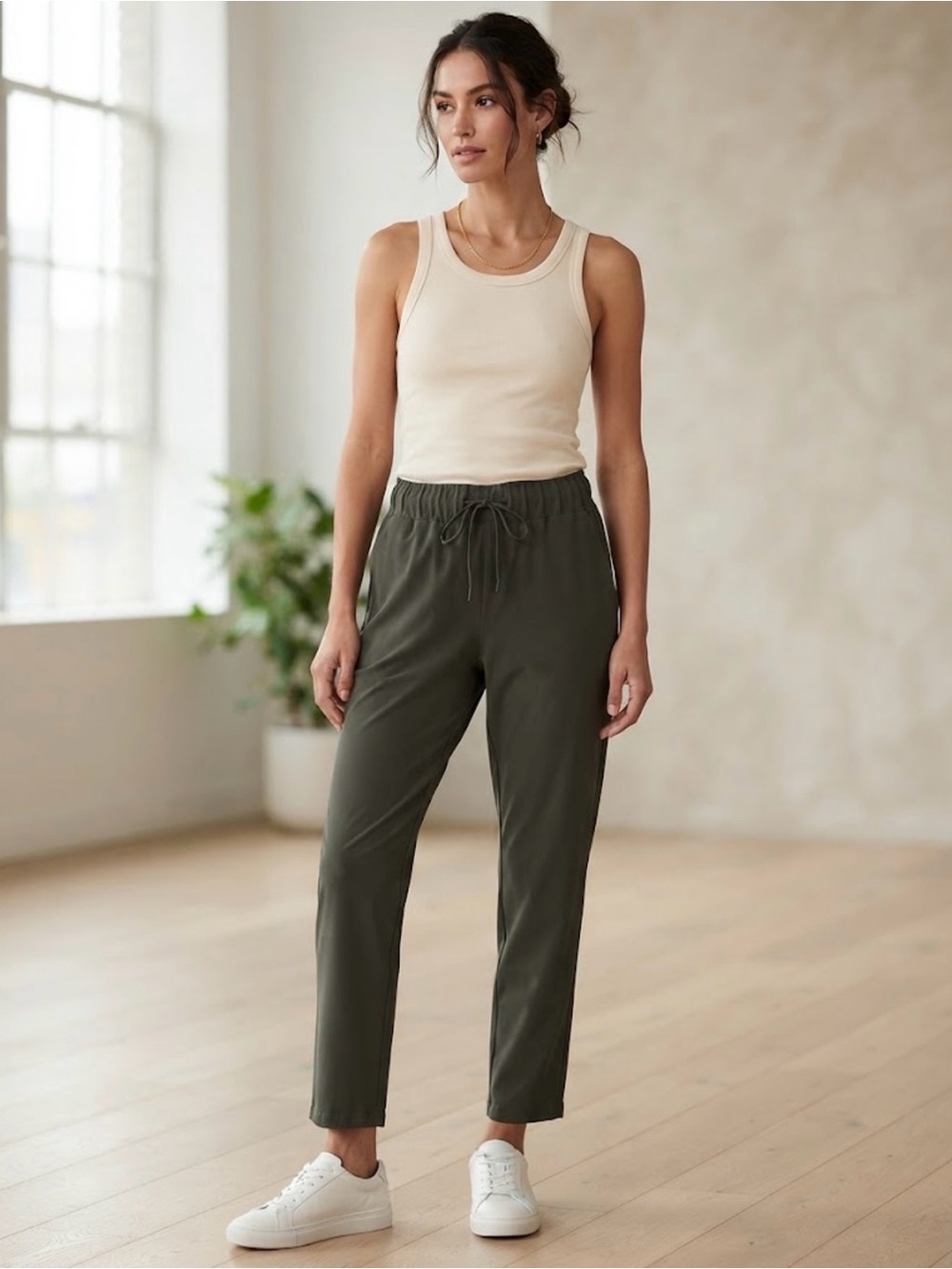 Rachel Zoe Olive Green Drawstring Pants Size Medium   Relaxed Lounge Fall Casual
